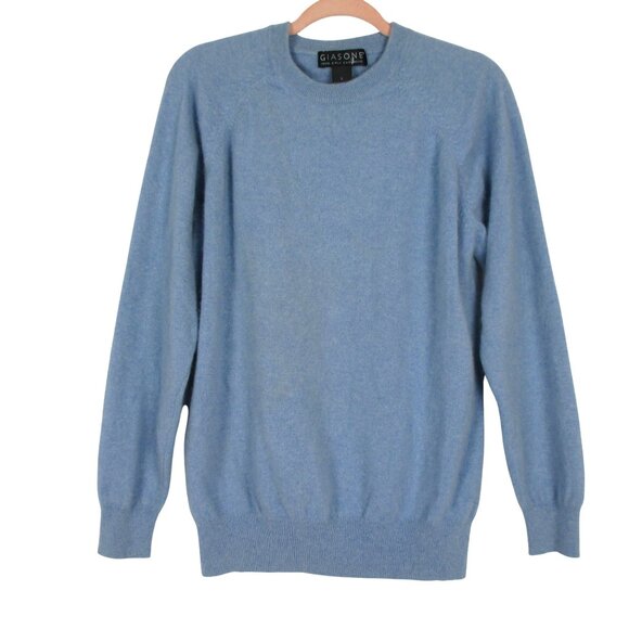 Giasone Other - GIASONE 100% 2-PLY CASHMERE Light Blue Sweater Size L Luxury Classic Ivy League